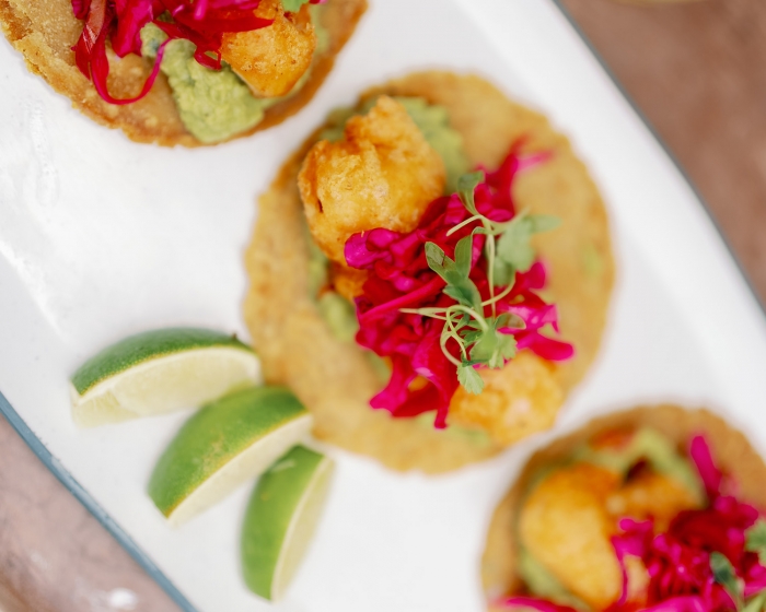 overhead view of food on a plate