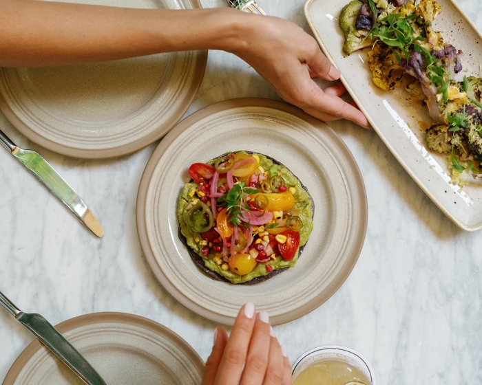 plates of food sitting on a table