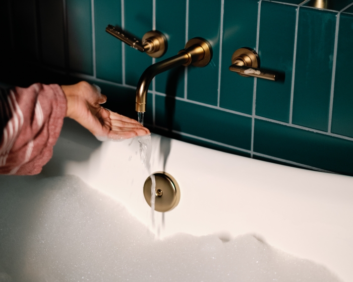 water flowing out of a tub