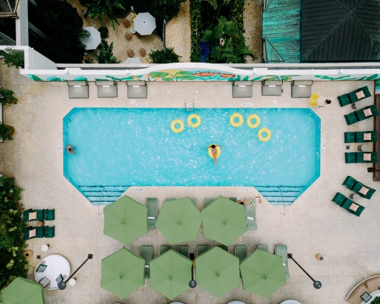 birds eye view of the mayfair house pool
