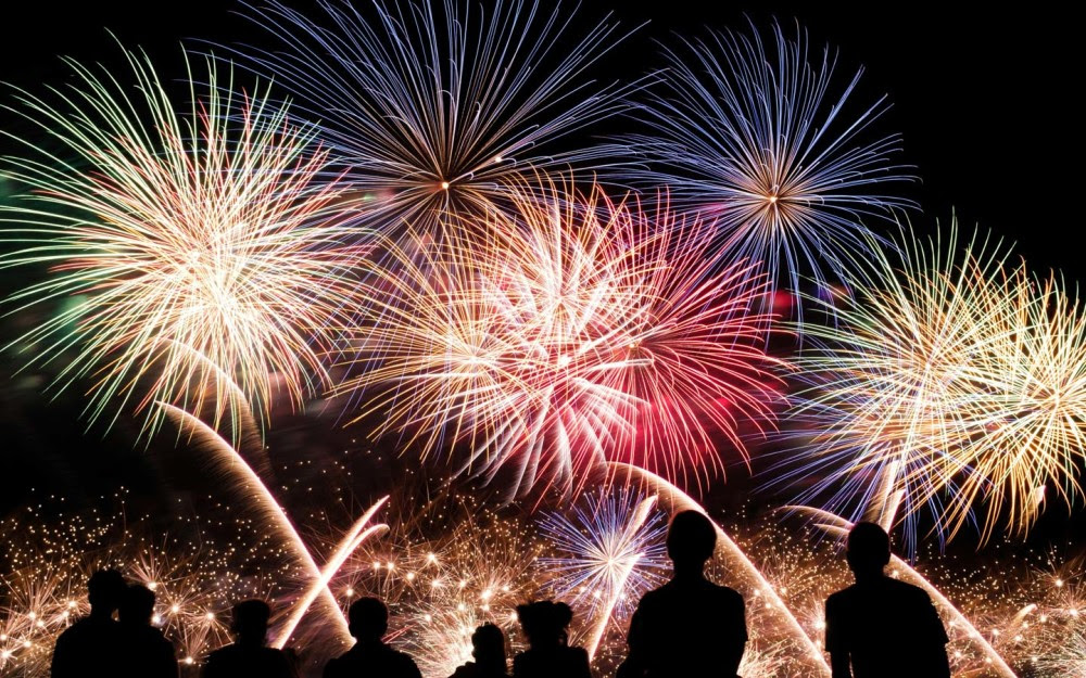 People watch fireworks